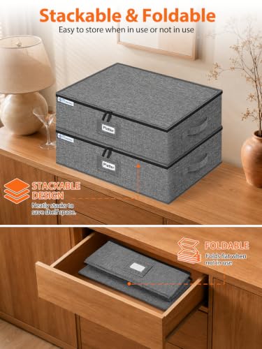 punemi Hard Shell China Platter Storage Containers for Moving, 2 Pack, Grey - color: Grey, style: Platter storage 2pcs
