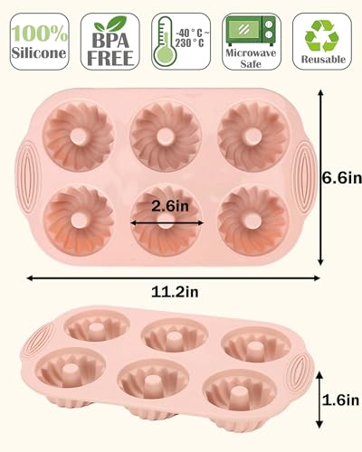 Jello Molds 3pcs Silicone Fluted Tube Cake Pans, 6 Cavity Heritage Silicone Mold for Baking Non Stick Fancy Molds (Pink+Blue+Gray, Fluted Tube) - color: Pink+Blue+Gray