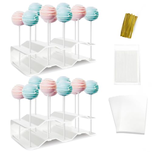 NWK 2 Pieces Cake Pop Stands Set with Sticks Kit (White) - color: White