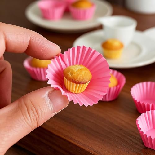 1000 Pcs 1 Inch Mini Muffin Liners,Muffin Liner for Baking White Cupcake Papers Baking Cup Liners,Used for 48 Cup Mini Muffin Pa (Pink) - color: Pink
