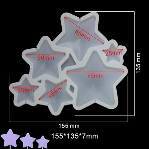 mostsom 2pcs/lot Thickened Resin Epoxy Silicone Mold Star Lollipop Shaker Mould Fondant Cake Decorating Tools Kitchen Bakeware Tools (H_ Star) - size: H_ Star