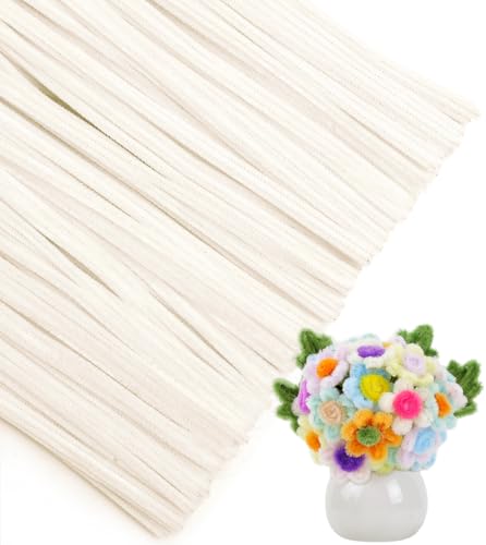 IOOLEEM Pipe Cleaners, 200pcs Pastel White Flower Making Chenille Stems - color: Pastel White, size: 200 Count