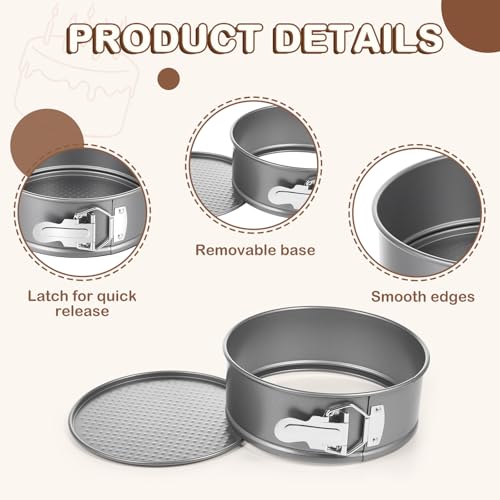 4 Pcs 7 Inch Nonstick Springform Cheesecake Pan with Removable Bottom - color: Gray, size: 7 Inch