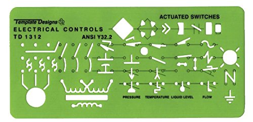 ALVIN TD1312, Electronic Controls Template, Design Tool for Students and Professionals Size: 3.75" x 8" x 0.03" - style: Electronic Controls Template