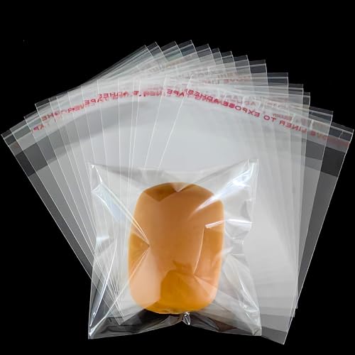 Soarvita Clear Self Sealing Cookie Bags: 4x4 Inches 100 Pcs Plastic Resealable Gift Wrap Cellophane Bags for Packaging Cookies, Candy, Treat, Gifts, Snacks and Party Favors - Self Adhesive Wrappers - color: 4x4 Inch -100pcs