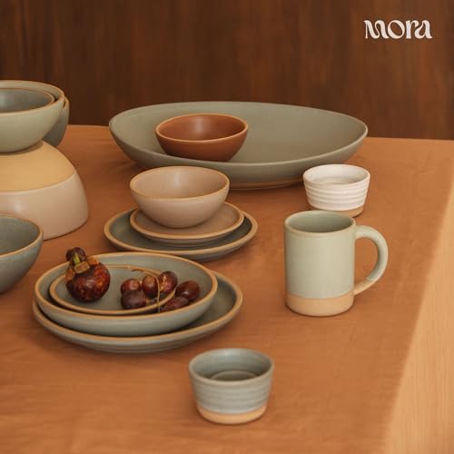 Mora Micro Ramekins Set of 4, 6oz Ceramic Pottery Baking Dishes - Microwave, Oven and Dishwasher Safe - Oat - color: Oat, size: Micro