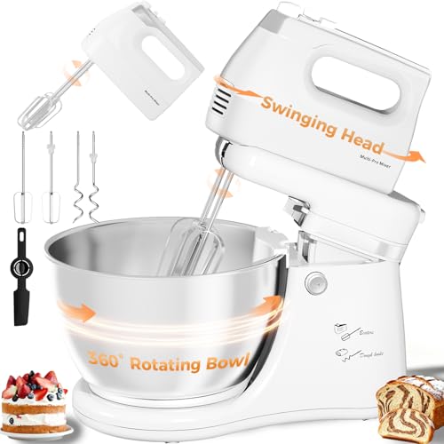 4.8QT 2-in-1 Stand Mixer, White - color: White, size: 4.8QT