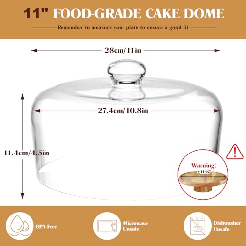 11 Inch Glass Cake Dome Cover - size: 11 Inch