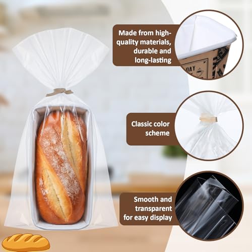 50 Sets Paper Loaf Pans for Baking 6.3 x 2.2 x 2.2 Inch Disposable Paper Baking Pans with Clear Plastic Bags and Kraft Ties Rectangle Cake Mold for Bread Sweets Tea Party (Brown Newspaper) - style: Brown Newspaper