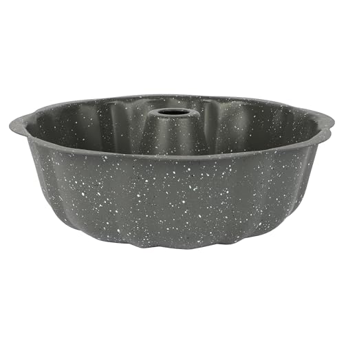 David Burke 9" Fluted Bake Pan – Carbon Steel Bundt Cake Pan – Gray Speckle - color: Gray Speckle, size: 9" Fluted Bake Pan