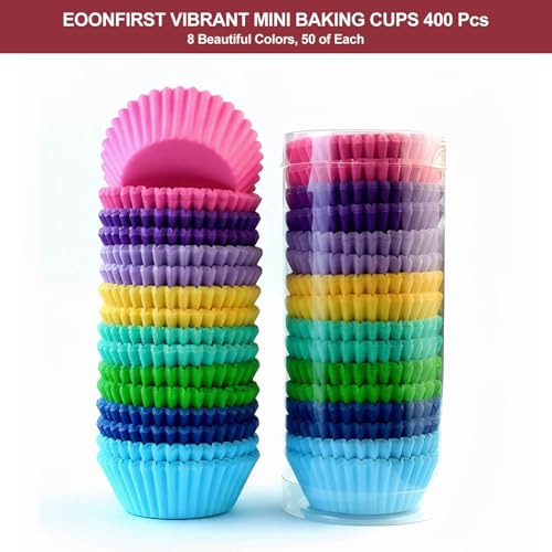 400 Pcs Mini Bright Rainbow Cupcake Liners Paper Baking Cups