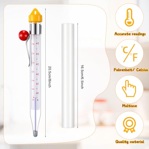 Photect 2 Pcs Candy Thermometer with Pot Clip 8", Yellow - color: Yellow