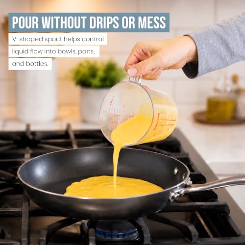 Chef Pomodoro Liquid Measuring Cups Set, Plastic, Fade-Proof Marks, 3pc