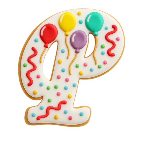 Mighty Gadget Fancy Cursive Letter A to Z Cookie Cutter - 4" Tall Alphabet Baking Mold (Random Color) (P) - color: P