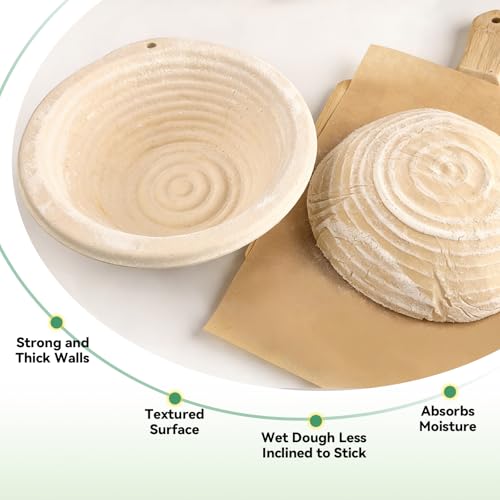 6-Pack 7.5" Round Banneton Bread Proofing Basket with Liners - size: 6pcs 7.5inch Round