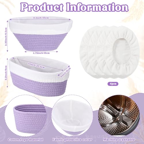 2 Pcs Banneton Bread Proofing Basket with Liners, Purple - color: Purple