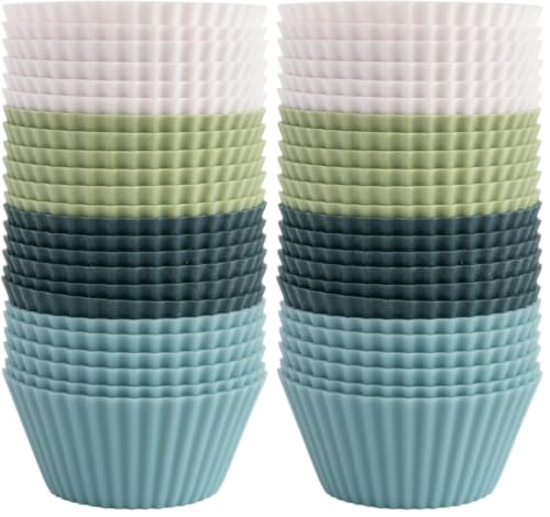 The Silicone Kitchen Reusable Silicone Baking Cup Silicone Muffin Liners for Cupcakes, BPA Free, Regular, 48 Pack, White Blue Green - size: Standard (Pack of 2)