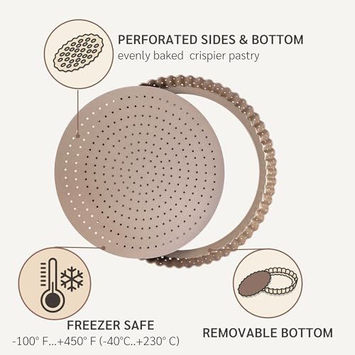 HAPPIELS 9 inch Tart Pan with Removable Bottom Nonstick, PFOA & BPA Free - style: 9'' Tart Pan