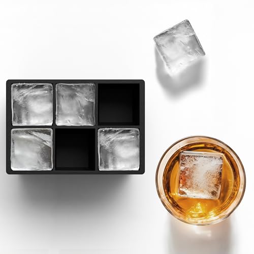 Silicone Ice Cube Trays, 2 Inch Square Ice Molds & Sphere Combo, BPA Free - color: Small 6+6 (Black)