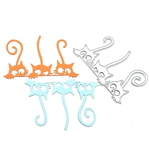 Mvchifay Animal Cat Cutting Dies for Card Making Metal Die-Cuts Scrapbooking Tool DIY Craft Punch Template Embossing for Paper Album Decor (3 Pcs Cats-6.7x10.8cm) - color: 3 Pcs Cats-6.7x10.8cm