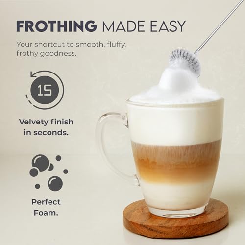 Zulay Kitchen Milk Frother Handheld, Drink Mixer Wand, Stirrer - Black - color: Black, size: Compact Frother + Batteries