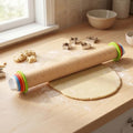 Wood Rolling Pin with Thickness Rings, 17"Adjustable Wooden Rolling Pins for Baking, Dough Roller Pins for Cookie Pastry Tools Cake Baker, Fondant Roller for Decorating Bakery Supplies Kitchen Gadgets - size: 17inch+Wood