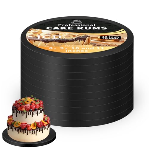 8" Black 1/2" Thick Cake Drum,10 Pack Grease Resistant Sturdy Cake Base - color: Black, size: 8inch/10pcs