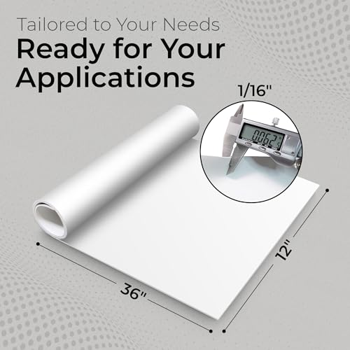 Exactly Rubber - White Silicone Sheet, 60A Durometer Silicone Mat, Food-Grade Rubber Mat with -80 to 450°F Temperature Resistance, 400% Elongation, Silicone Placemat Made in The USA, 1/16 x 12” x 36” - size: 1/16 x 12 x 36