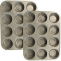 12 Cups Silicone Mini Muffin Pan Set, Nonstick Mini Cupcake Pans, BPA Free Small Muffin Tin for Baking, Set of 2 (Gray+Gray) - color: Set of 2--12 Cups (Grey+Grey)