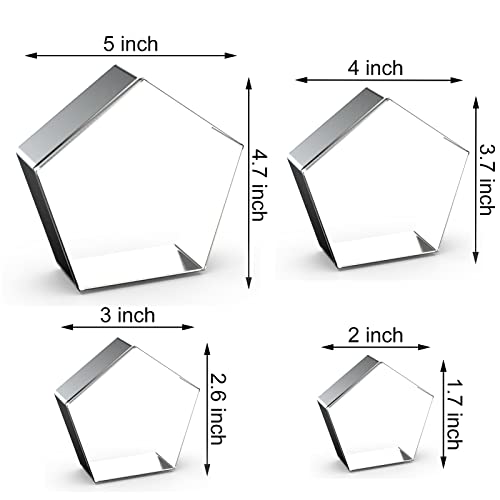 Pentagon Cookie Cutter Set Large - 5 Inch, 4 Inch, 3 Inch, 2 Inch - Geometric Polygon Frame Plaque Cookie Cutters Shapes Molds - Stainless Steel - color: Pentagon
