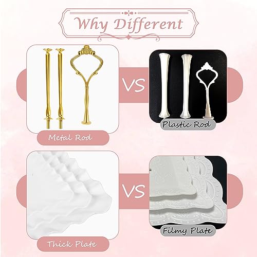 5 Pcs Dessert Table Display Set- 3 Tier Cupcake Stand & Serving Tray