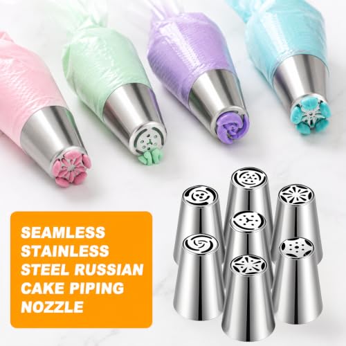 Russian Piping Tips Set, 7pcs Flower Frosting Nozzle Icing Tips