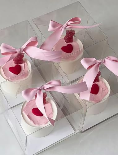 20pcs 6X6X6 Inch Clear Cake Box with Handles, 6in Transparent Bakery Boxes - color: clear-6×6×6in-20p