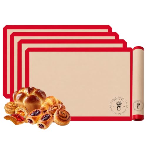 Silicone Baking Mats - 1/2 Sheet Size Baking Sheet Liners, Pack of 4, Red - color: Red, size: Half Size Baking Mat Pack of 4