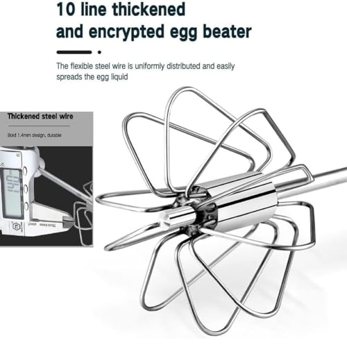 Stainless Steel Semi-Automatic Whisk Hand Push Rotary Whisk Blender with Wood Handle Egg Beater Hand Push Mixer Stirrer Egg Scrambler for Blending, Whisking, Frothing, Beating & Stirring (14in)