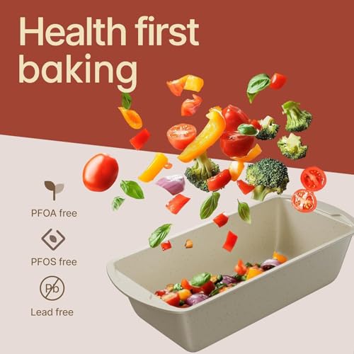 Nonstick Loaf Pan Set Pack of 4, 7" to 11" Large Baking Bread Pan, Oven Safe Up to 450°F, PFOA, PFOS, PTFE Free, Space Saving Stackable Design, Stain Resistant, Dishwasher Friendly, White Marble - color: White Marble, size: 4 Pack (Varied Sizes)