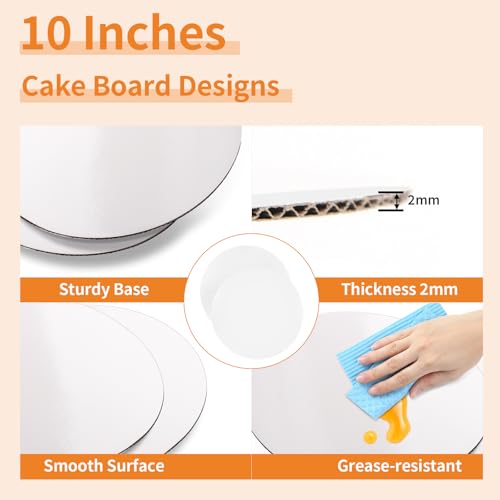 WINKIO 10 in Cake Box with Board, Cake Carrier Holder Container - size: 10x10x8 Inches