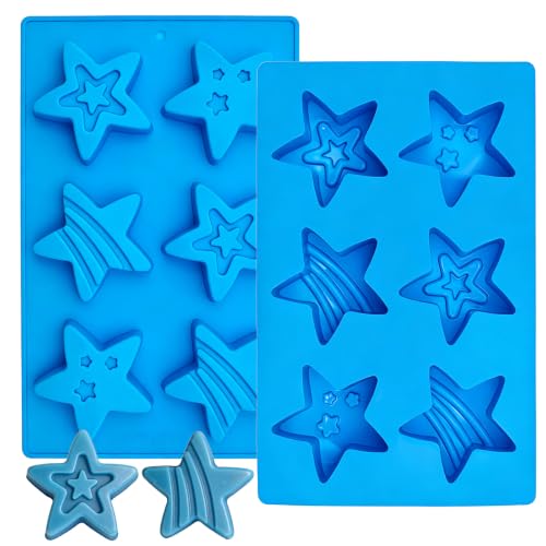 Star Molds July 4th Silicone Molds for Chocolate, 2 Pack Stars Muffin Brownie Pan for Baking, Jello Candy Molds Independence Day Soap Molds for Hot Chocolate Bombs Ice Cube Candle - size: Star