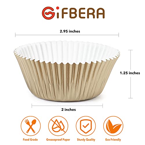 Gifbera Natural Metallic Foil Cupcake Liners - Standard Size Baking Cups Muffin Liners Paper for Celebration, 200-Count - color: Natural