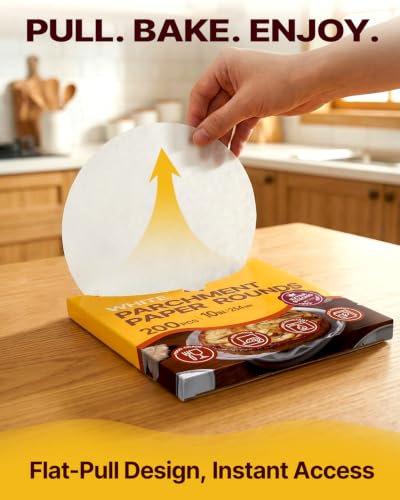 Katbite Parchment Paper Rounds, Non-Stick Heavy Duty, White, 10 Inch 200Pcs - color: White, size: 10inch