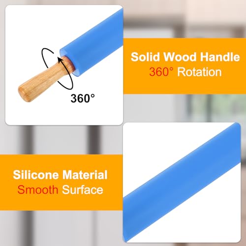 uxcell 9.6 Inch Silicone Rolling Pin Small Dough Roller Blue - color: Blue, size: 9.6 Inch