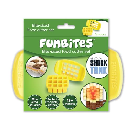 FunBites Yellow Squares Sandwich Cutters For Kids Lunch Toddler Bite Size - color: Yellow Squares