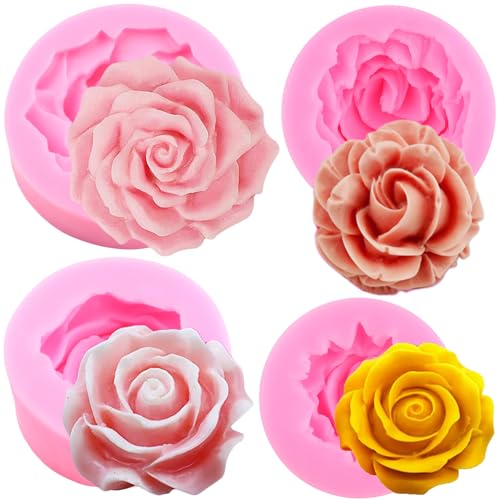 ZiXiang Flower Silicone Molds Rose Flower Fondant Silicone Mold Set Of 4 - color: Style C