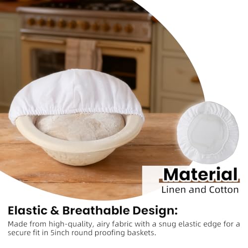 10 Pack Proofing Basket Covers for 5in Round, Linen Cotton - size: Mini 5inch Round