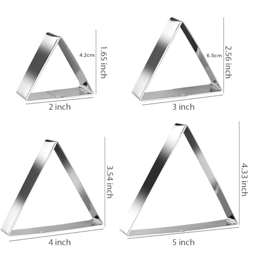 Equilateral Triangle Cookie Cutter Set Large Stainless Steel Geometric Frame Plaque Cookie Cutters Shapes Molds - 1 Inch Depth (4 Sizes) - color: Triangle-60 Degree
