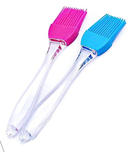 Set of 2 Kitchen Silicon Flat Pastry Brush Multi Purpose Silicon Oil Cooking Brush for Grilling, Tandoor and BBQ (Multicolor)