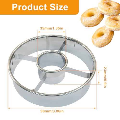 Stainless Steel Doughnut Cutter, 3.86" Dia Silver - size: 1 pcs