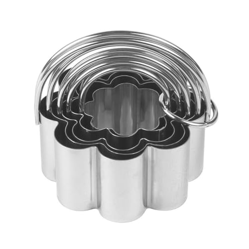 5Pcs Stainless Steel Cookie Cutters Set with Handle, 5 Sizes Baking Mould for Biscuits Scones, Easy Clean Dishwasher Safe(Flower) - size: Flower