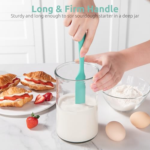 U-Taste Skinny Silicone Jar Spatula Scraper, 10in Sourdough Tool, Aqua Sky - color: Aqua Sky, size: 9.72 in