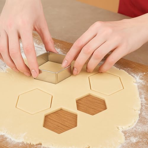FUSOTO 6PCS Hexagon Cookie Cutter Set, Round Shaped, 1.5-4 Inch - style: Hexagon
